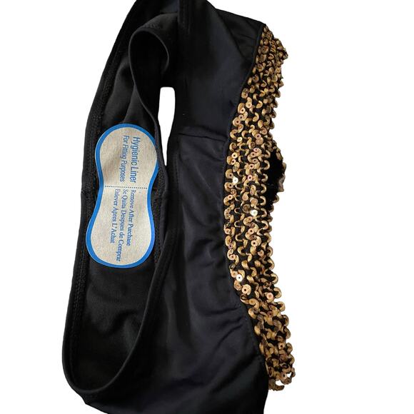 Egyptian Style 2 PCHi Waist Bikini Swim Size Large Black Gold Sequin Trim New - Picture 7 of 16